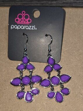 Paparazzi Purple Floral Dangle Earrings
